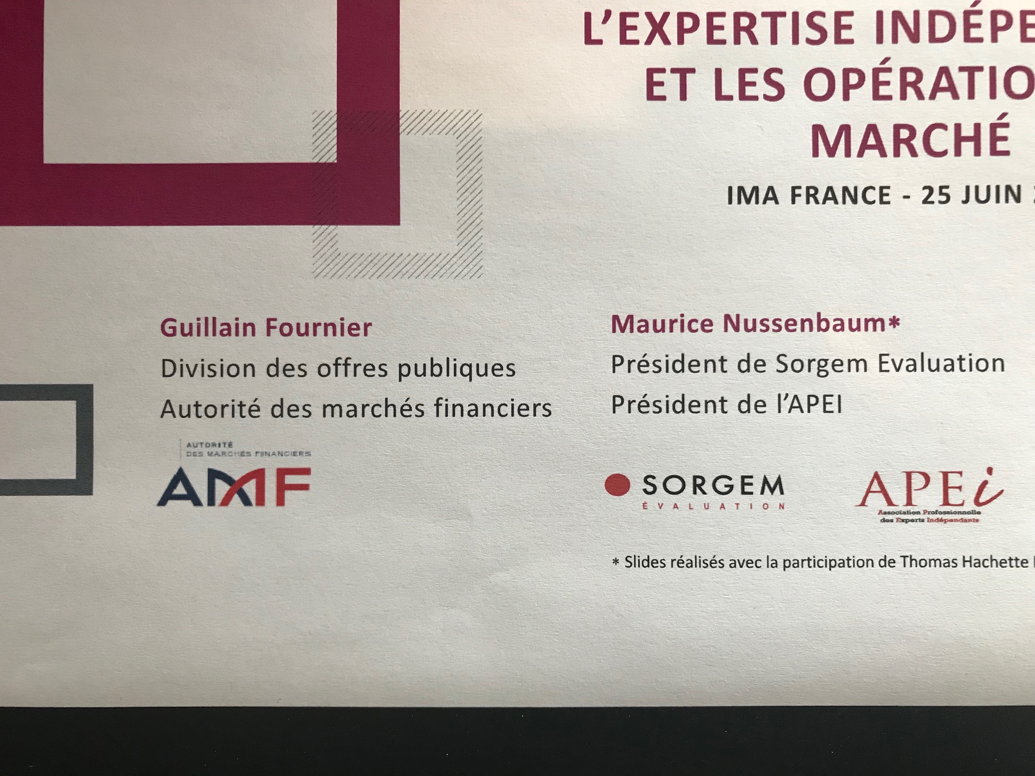 Independent Valuation and Market Operations – a presentation at the IMA