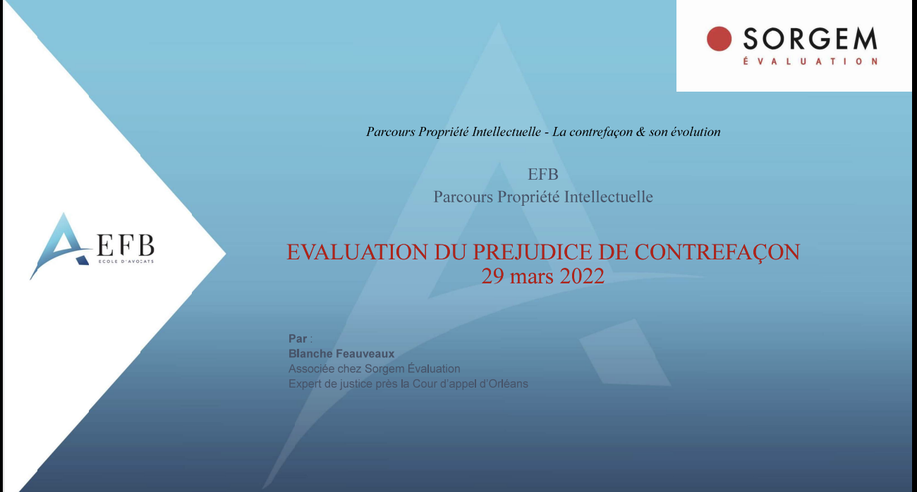 Presentation by Sorgem Evaluation at the French Bar School