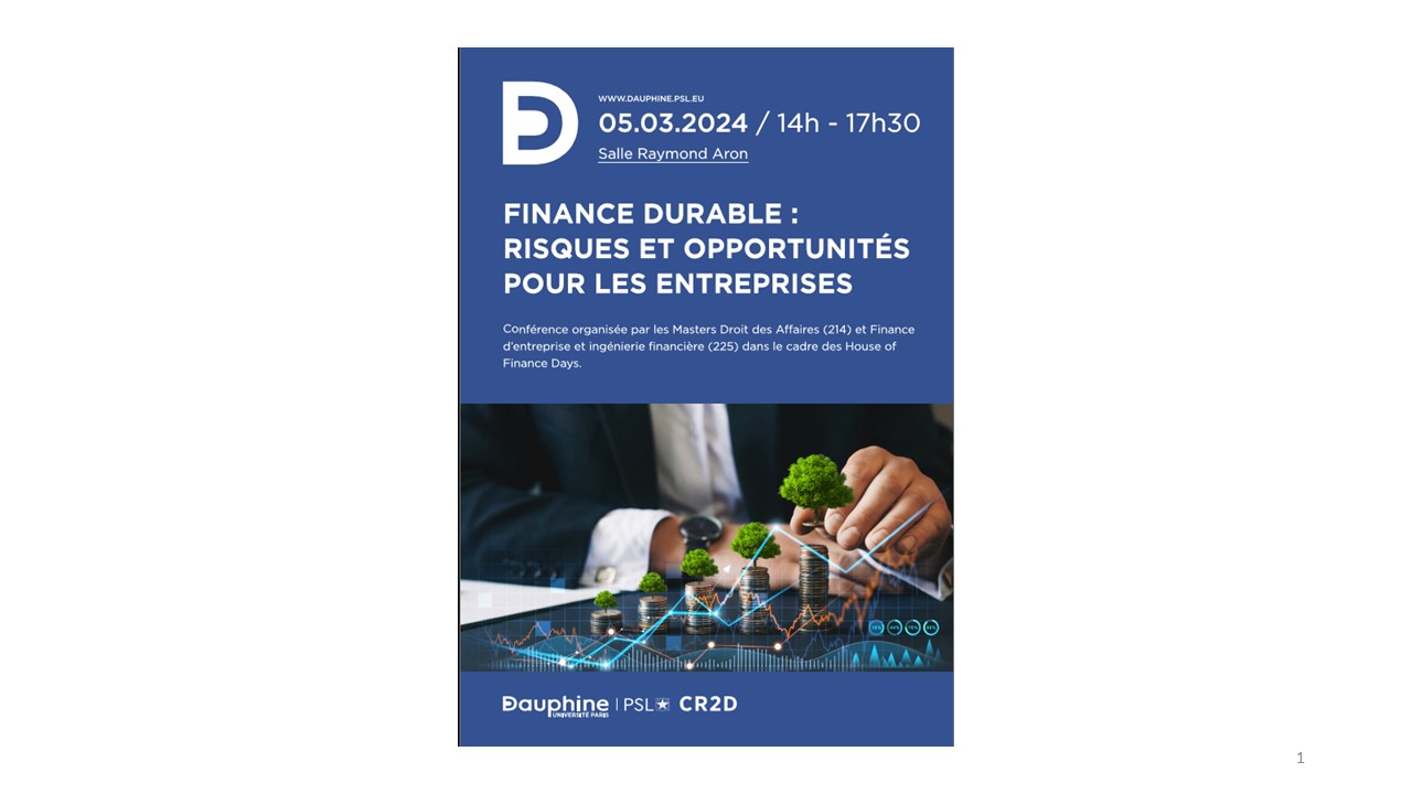 Presentation at the “Dauphine – House of Finance Days” conference