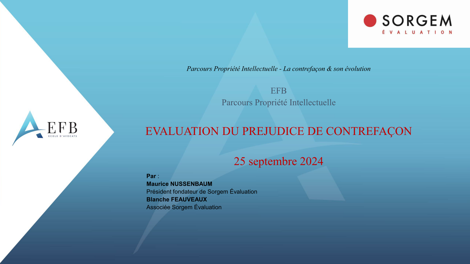 Intervention de Sorgem Evaluation à l’Ecole de Formation professionnelle des Barreaux